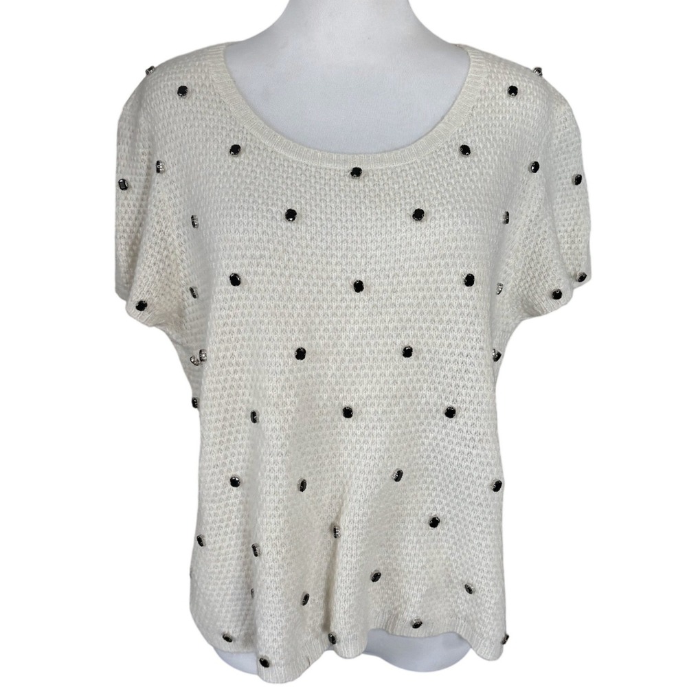 girl. by Band of Outsiders Wool Angora Blend Studden Knit Sweater Sz 3 M/L White